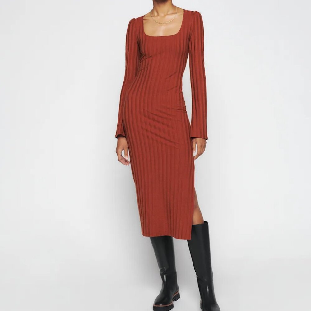 Reformation Clint Knit Dress - Oxide - Small